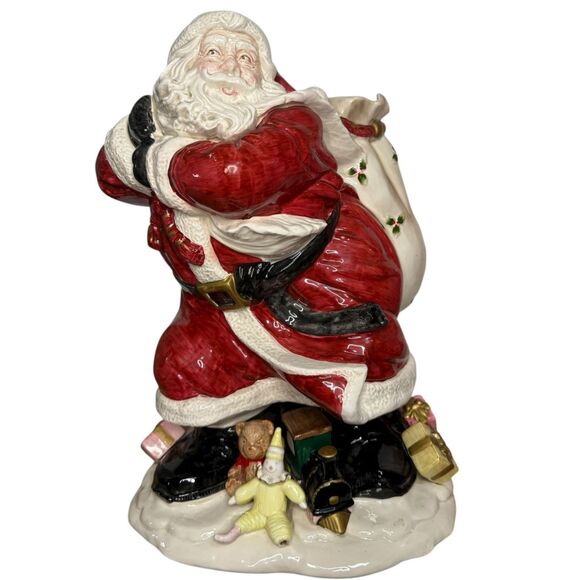 1987 Fitz and Floyd Santa w/ Open Bag Centerpiece Planter 16” Vintage Christmas - Picture 1 of 11